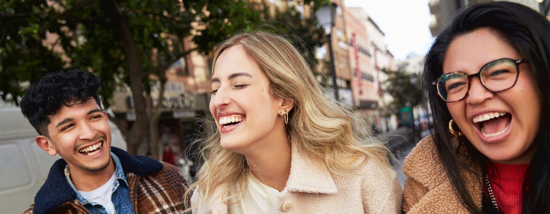 a group of people laughing