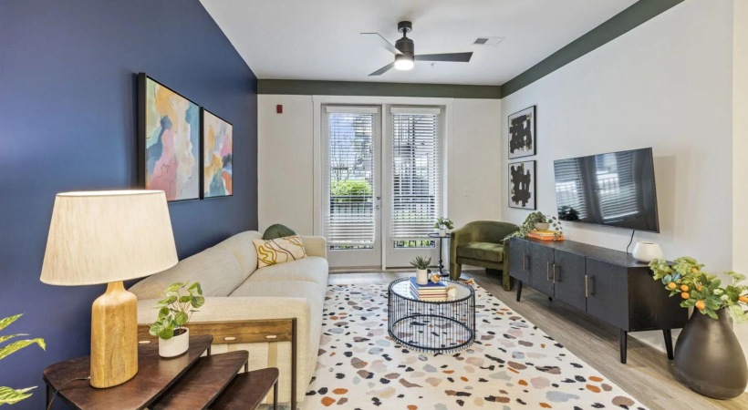 Feel at home with modern living spaces a living room with a large rug